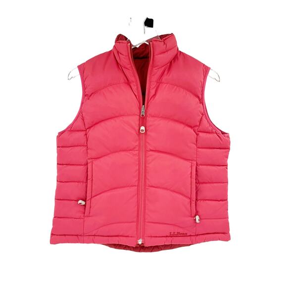2/$30 LL BEAN Goose Down Puffer Vest Size S Quilted Fuchsia Pink Pockets Zip - Picture 3 of 8